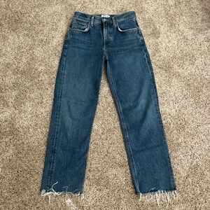 Agolde Women's Blue Jeans with Frayed Hem